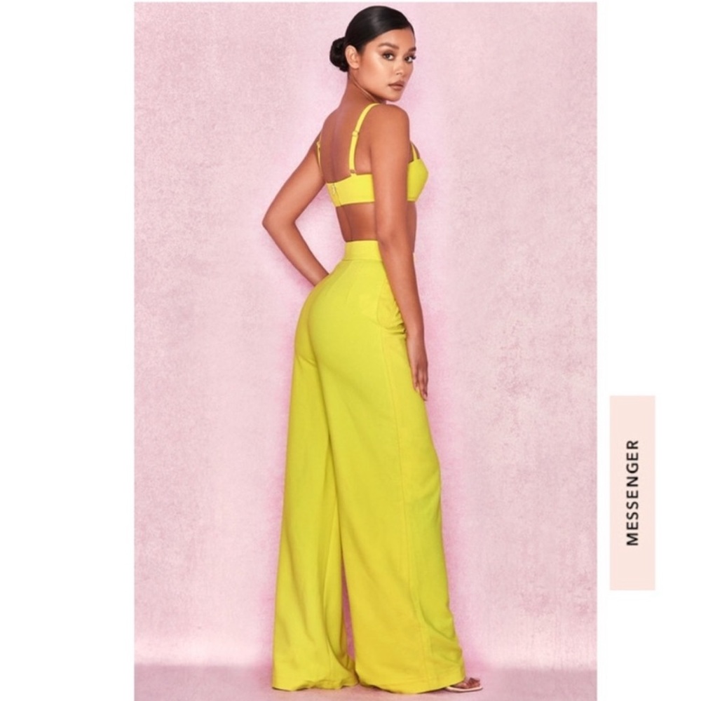 🌟 House of CB 🌟 Maite yellow crepe wide leg trousers & top - Picture 3 of 8